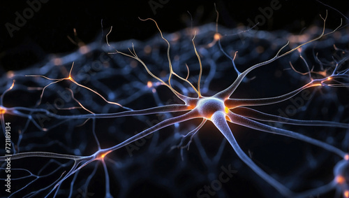 Neurons or brain nerve cells form part of the nervous system which process and transmit information by electrical and chemical signalling