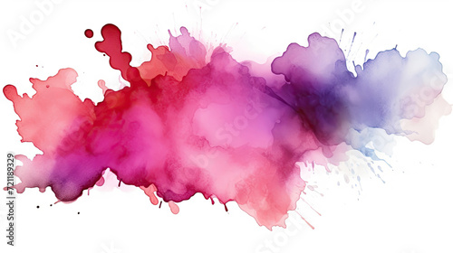 abstract colorful watercolor painting, Bright watercolor blue-red orange purple stain drips on white background