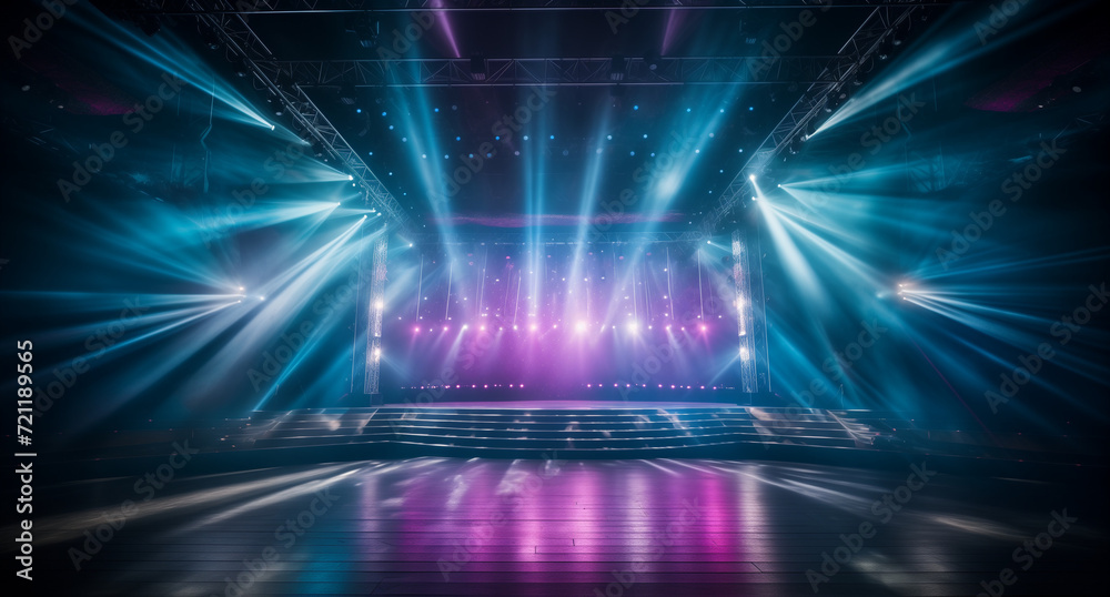 stage with beams and spotlights on the floor