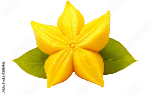 Fresh Star Fruit Showcasing Its Distinctive Five-Pointed Shape and Yellow Hue Isolated on Transparent Background PNG.