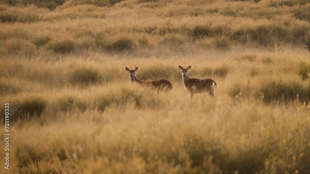 Aerial View Of Wild Spotted Deer In Their Natural Habitat Aerial View Of Wild Spotted Deer In Their Natural Habitat