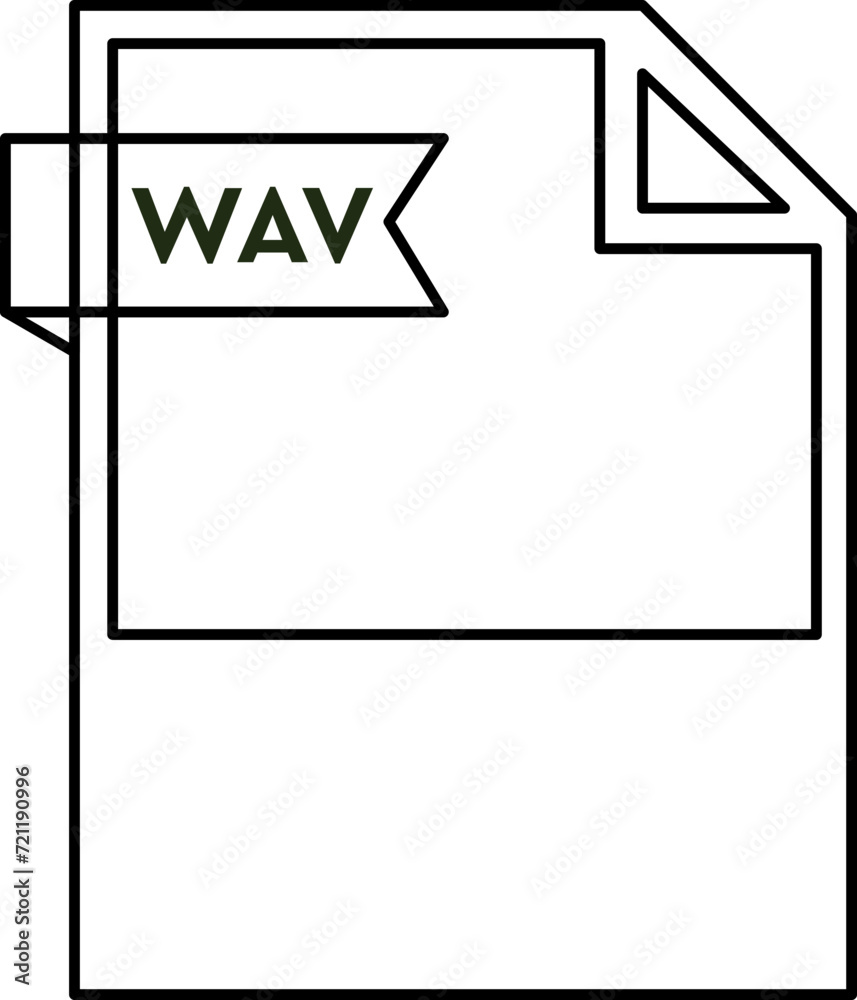 WAV File format icon black outline and light color text WAV File format icon black outline and light color text