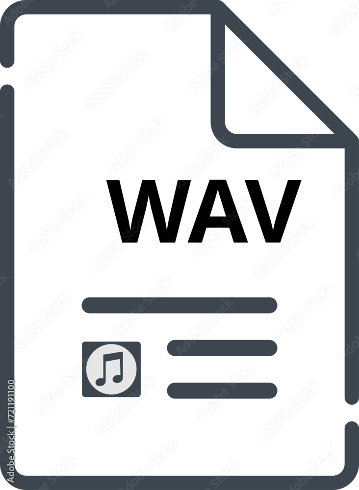 WAV file Icon minimal outline with symbols WAV file Icon minimal outline with symbols