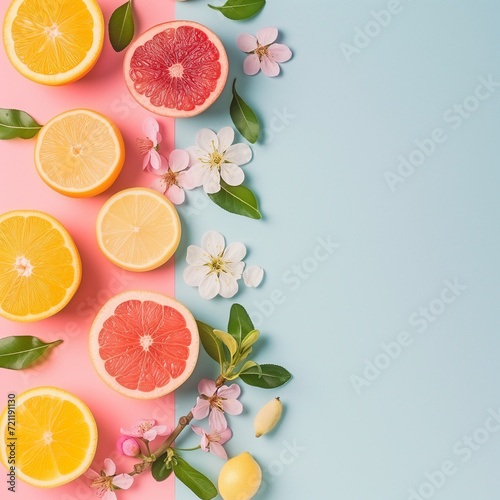 Healthy mix on a pastel background.