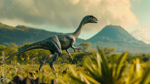 AI imagination of a Compsognathus dinosaur. AI generated.