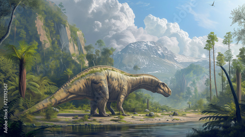 AI imagination of a Iguanodon dinosaur. AI generated