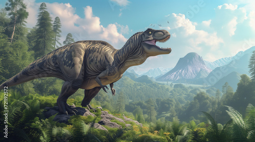 AI imagination of a Gigantosaurus dinosaur. AI generated
