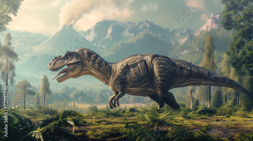 AI imagination of a Gigantosaurus dinosaur. AI generated photo