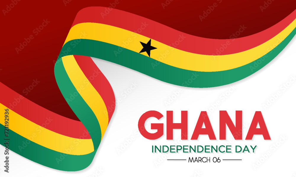Happy Ghana Independence Day celebration every year in 6th March. Vector template for banner, greeting card, poster with background. Waving Ghana flags. Vector illustration. Happy Ghana Independence Day celebration every year in 6th March. Vector template for banner, greeting card, poster with background. Waving Ghana flags. Vector illustration.