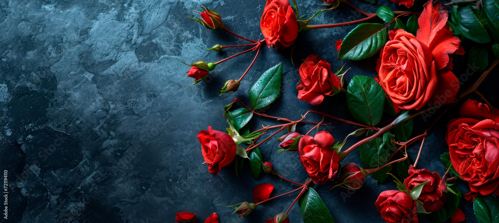 red roses on a dark background with a space for text red roses on a dark background with a space for text
