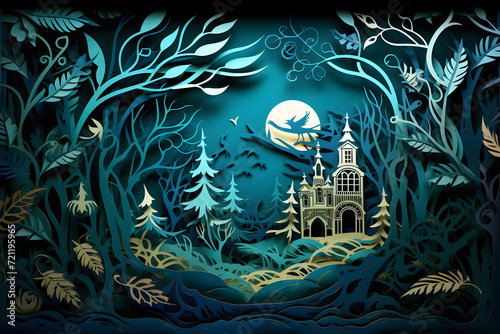 forest paper cut background