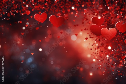 lights and shine of red hearts on valentine's day background