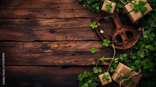 Background with rusty horseshoe clover leaves