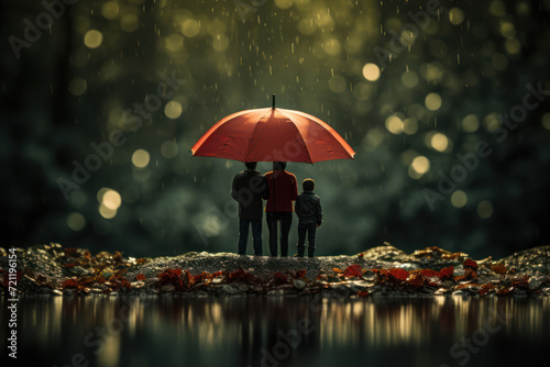 Wallpaper Mural An umbrella covering a family, illustrating protection and reliability in personal life. Generative Ai. Torontodigital.ca