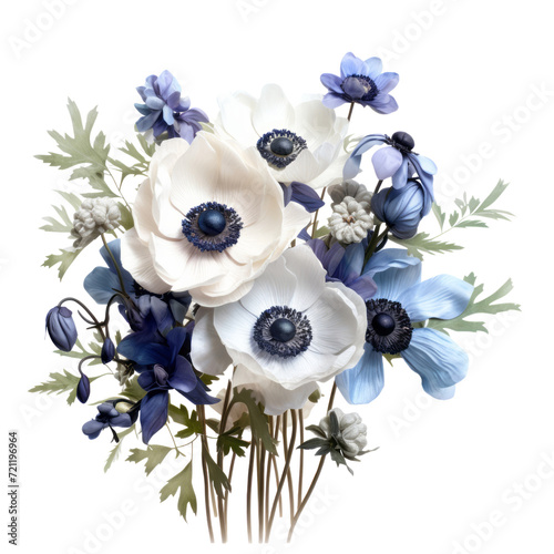flower -  Anemone flower cluster in white, blue
