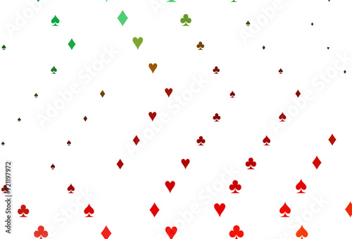 Light Green  Red vector texture with playing cards.