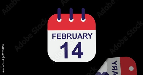 Animation of February calendar design counting from 1st to 28st. photo