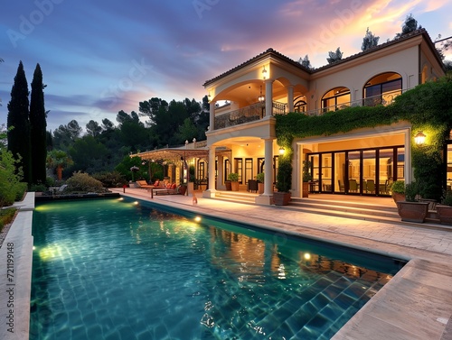 Luxury home exterior, upper class real estate © inspiretta