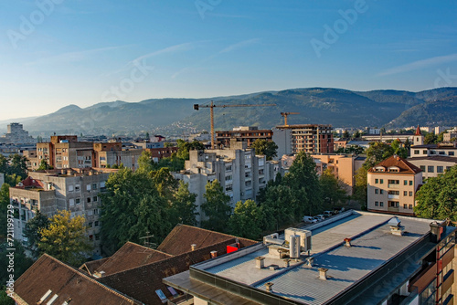 A rooftop panoramic view over Banja Luka, the capital city of the Republika Srpska section of Bosnia and Herzegovina photo