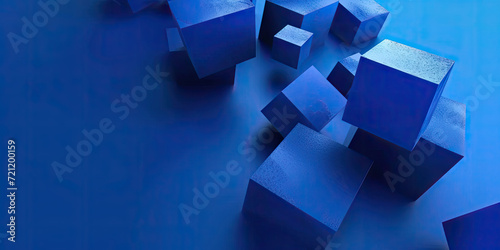  3d abstract  blue cubes geometric background   technologies and environment