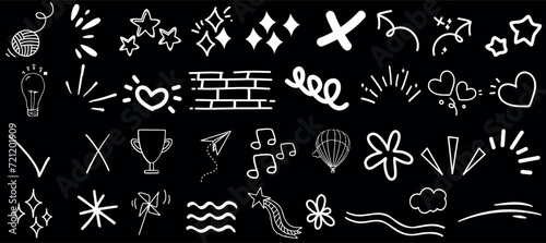 Doodle hearts, hand drawn love symbols, black outline on white background. Perfect for Valentines Day cards, wedding invitations, romantic designs