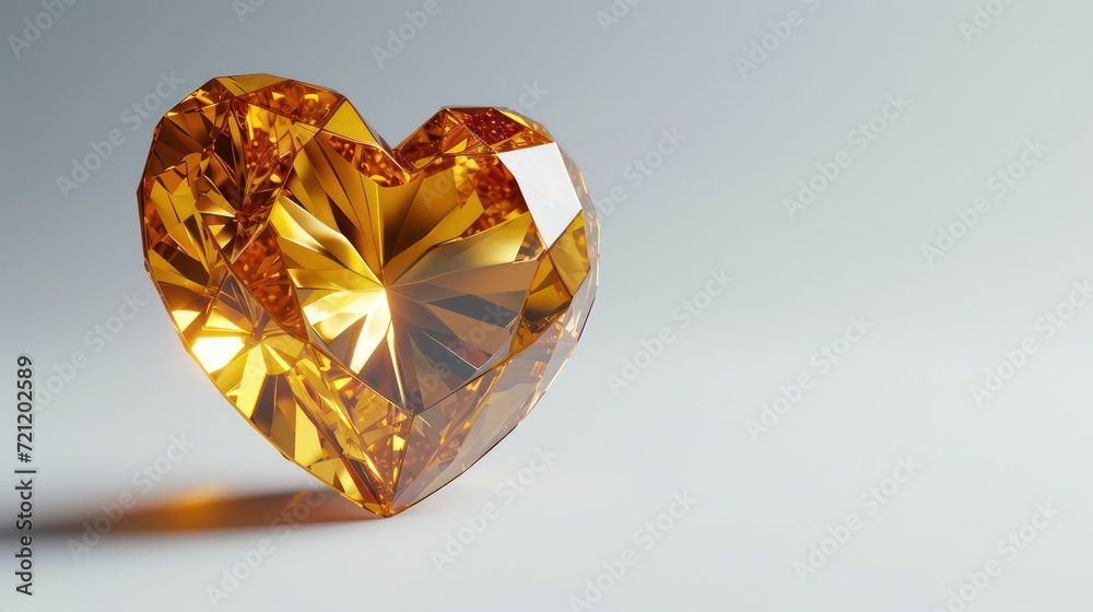 Fototapeta premium Shiny golden heart shaped diamond