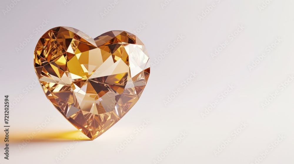Shiny golden heart shaped diamond Shiny golden heart shaped diamond