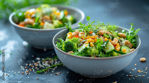 Two bowls of green salad