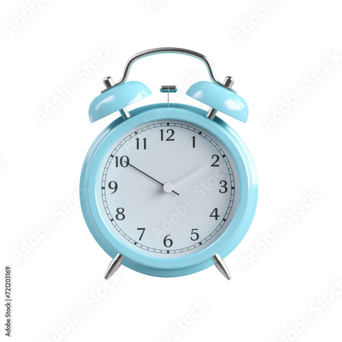 Blue Alarm Clock with Reflection on Transparent