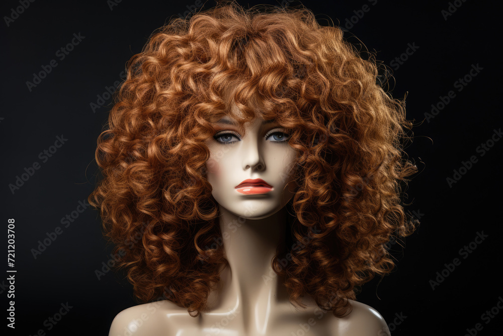 Fototapeta premium Mannequin head in a curly wig