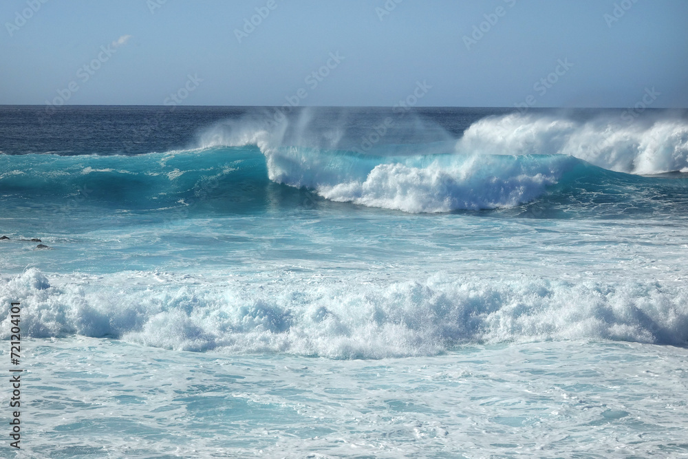 Waves of the Atlantic Ocean along the west coast of Spanish island Lanzarote Waves of the Atlantic Ocean along the west coast of Spanish island Lanzarote