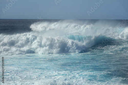 Waves of the Atlantic Ocean along the west coast of Spanish island Lanzarote