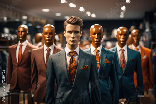 men's suits on mannequins in a shopping center photo