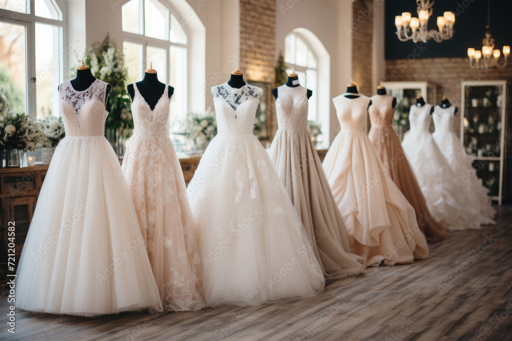 wedding dresses in bridal salon on mannequins wedding dresses in bridal salon on mannequins