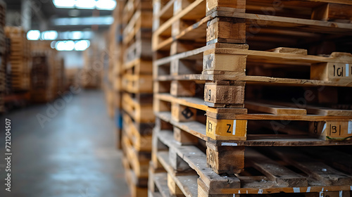 Stacks of pallets in a clean warehouse environment.