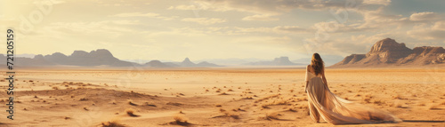 Woman in dress in the desert