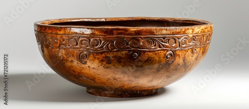 Exquisite Glazed Postmedieval Bowl Completed with Stunning Plaster Design photo