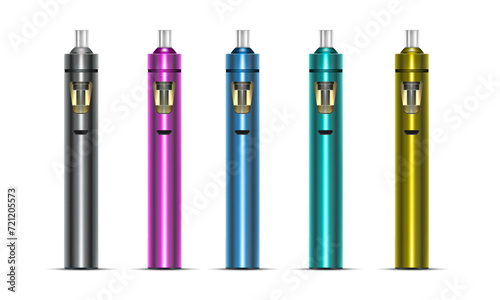 Electronic e-cigarette device of different colors vector