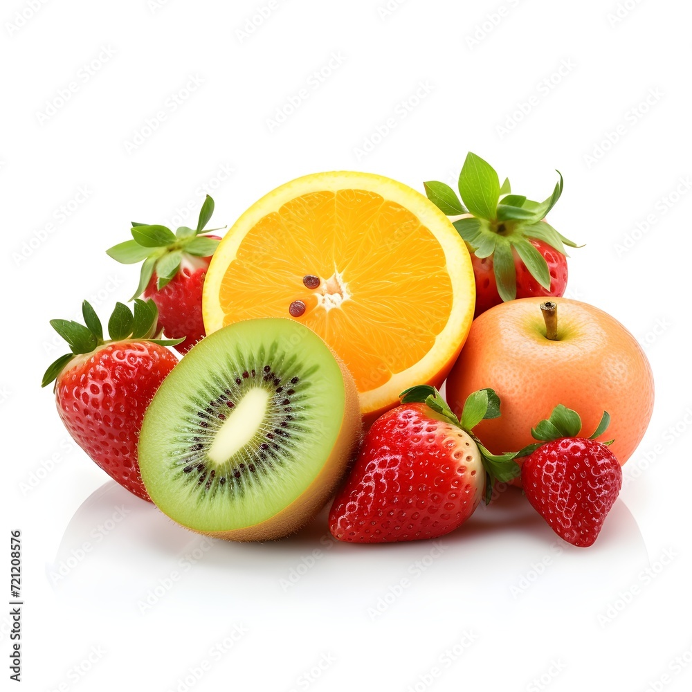 Berry Bliss Juicy Strawberries Popping with Flavor Against a Clean White Background Berry Bliss Juicy Strawberries Popping with Flavor Against a Clean White Background