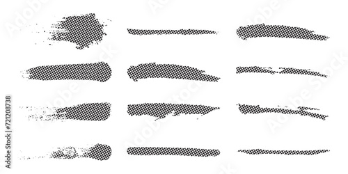 Brush vector set. Black lines and spots on a white background