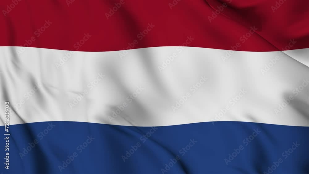 A beautiful view of the Netherlands flag video. 3d flag-waving video. Netherlands flag 4K resolution.