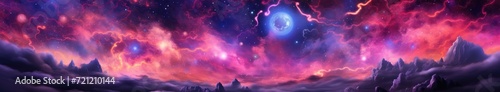 Crimson Galaxy Amidst Celestial Clouds and Stars - Generative AI