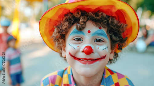 Portrait of clown in park. photo