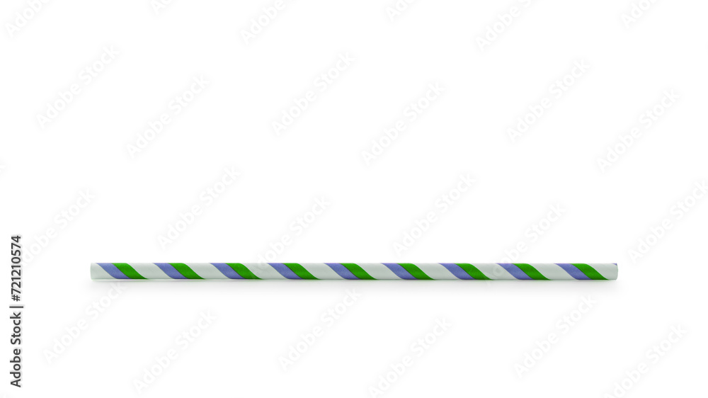 green and purple striped paper drinking straw isolated on white background green and purple striped paper drinking straw isolated on white background