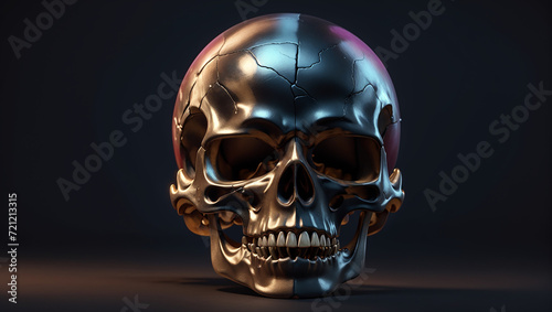 Skull of the dead gold color