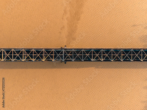 Aerial photography of the railway bridge across the Yellow River photo