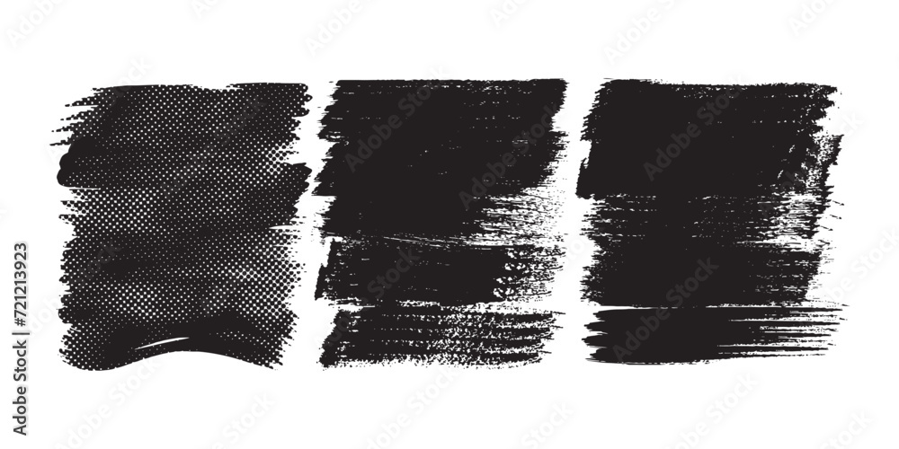 Brush vector set. Black lines and spots on a white background