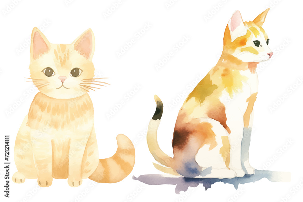 Fototapeta premium watercolor of cute cat vector illustration 