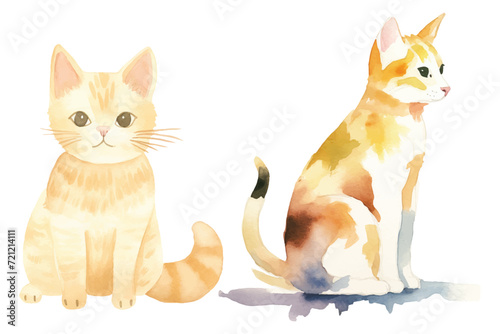 watercolor of cute cat vector illustration  © Finkha