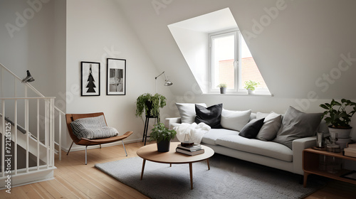 Minimalist interior with plants and artwork